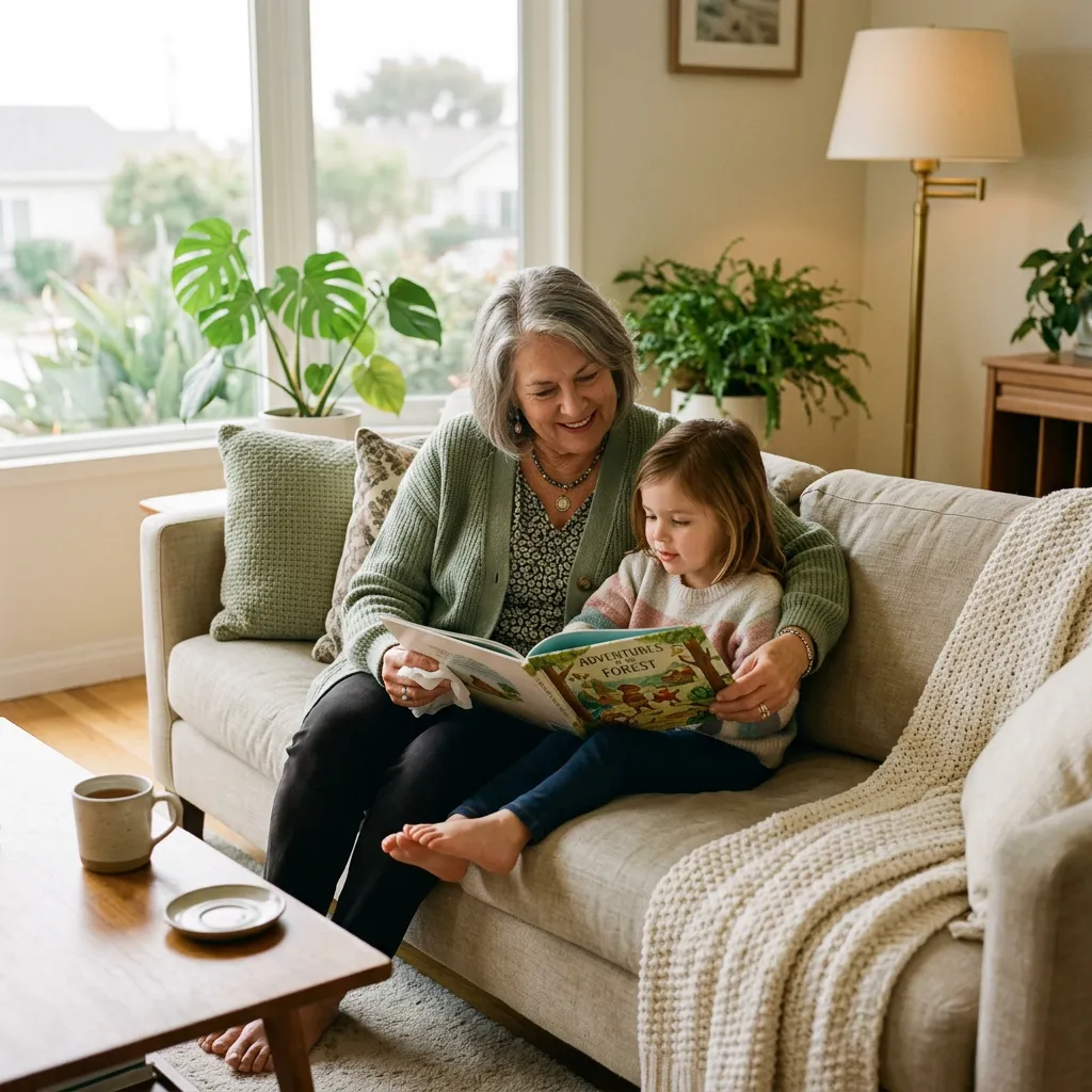 A parent and child in a living room, the kind of household most affected by poor indoor air