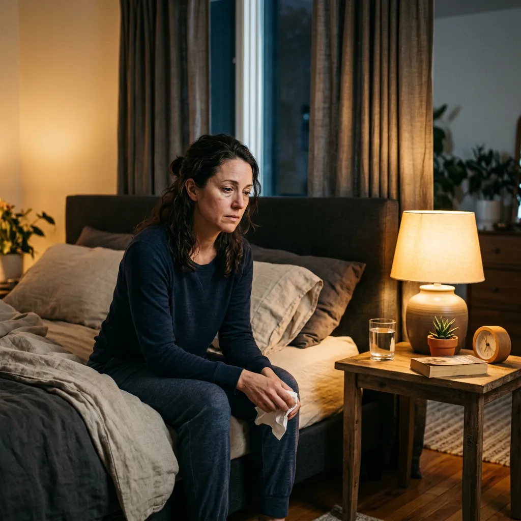 A homeowner sitting at home, relieved after receiving clear mold testing results
